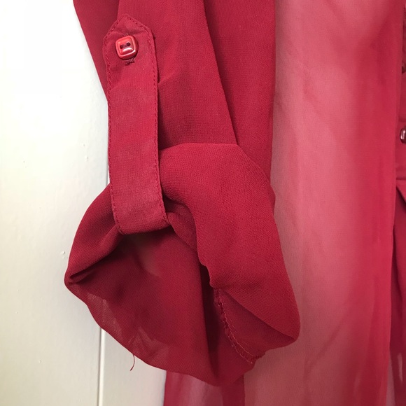 Red/Burgundy Sheer Blouse - Picture 4 of 4